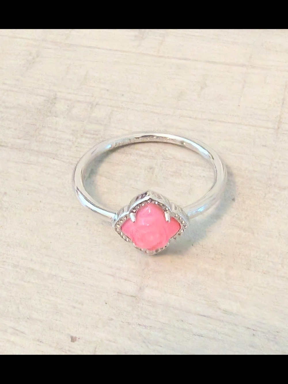 Kendra Scott Mallory Rose Ring Silver And Pink Size 8